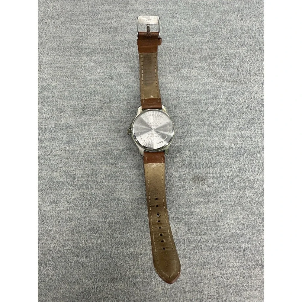 SHARP SHP5721 Silver Tone Brown Leather Band AS